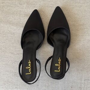 Lulu's Elegant Black Slingback Kitten Heel